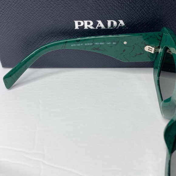New- Prada PR13ZSF Green Marble Dark Grey Sunglasses - Picture 15 of 17